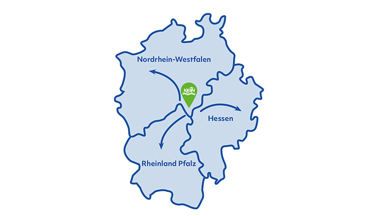 Karte; NRW, Hessen und Rheinland Pfalz