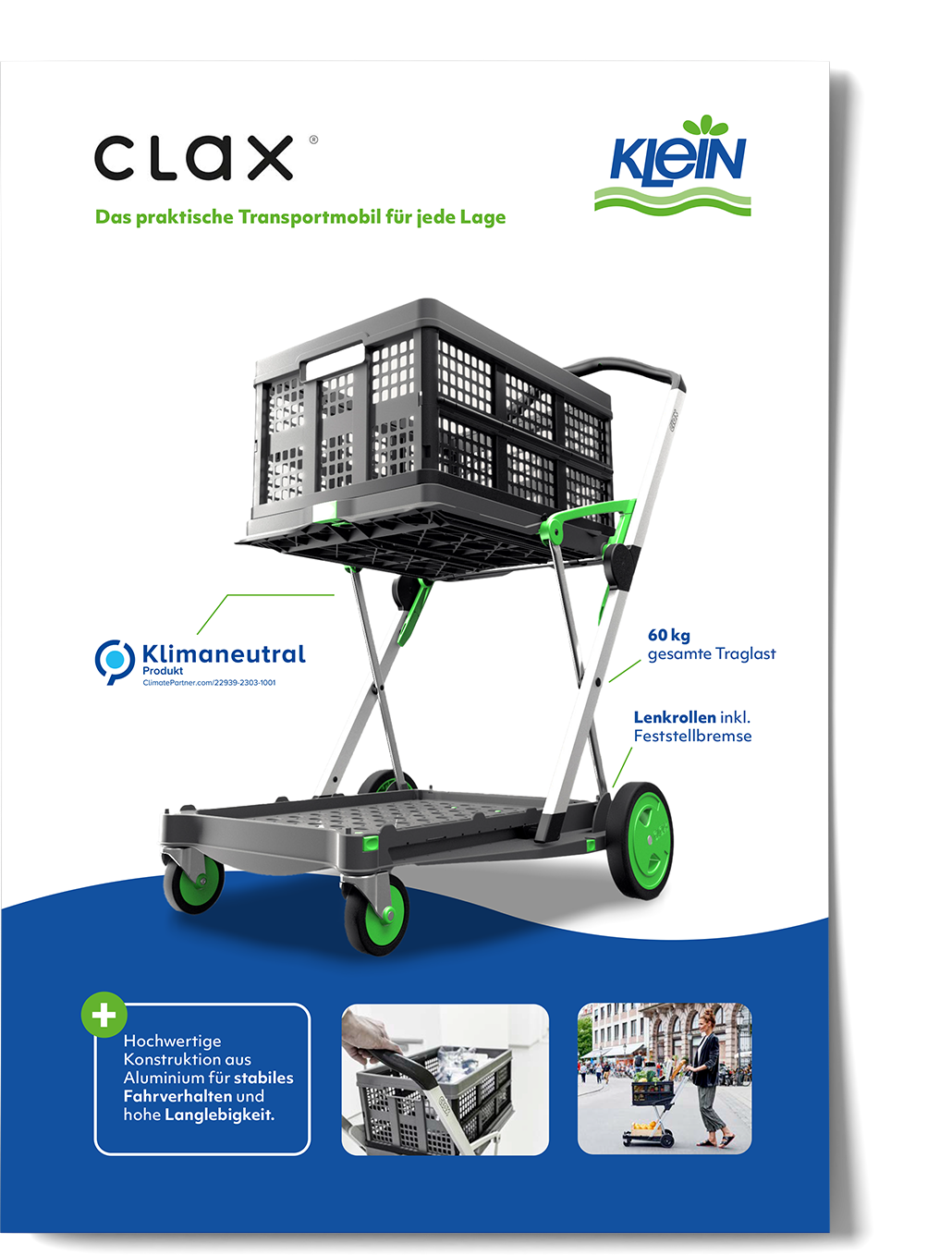 Produktflyer Clax Transportwagen Großhandel Reinigung
